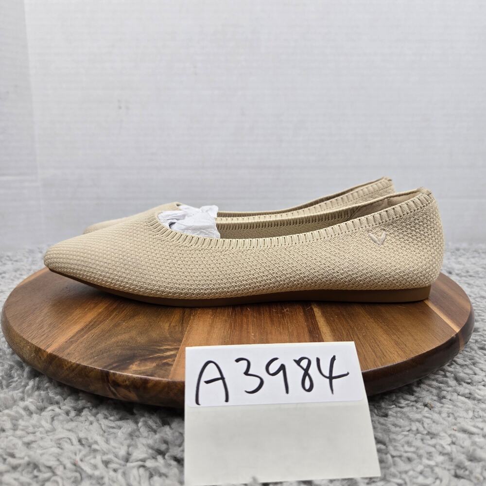 Vivaia Womens 40.5 Aria 5° Almond Knit Casual Daily Pointed Toe Ballet Flats